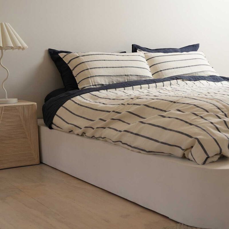 Home Lab 100% French Flax Linen Duvet Cover Set image number 6